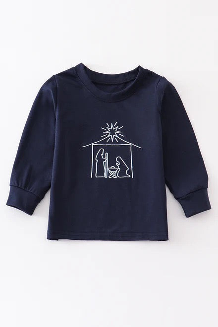 Navy Silouhette Nativity Sibling Set