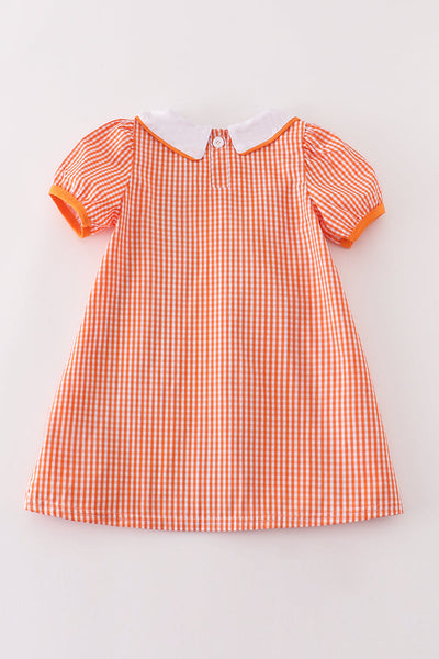 Orange plaid halloween embroidery dress