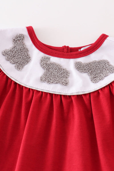 Maroon Alabama french knot baby girl set