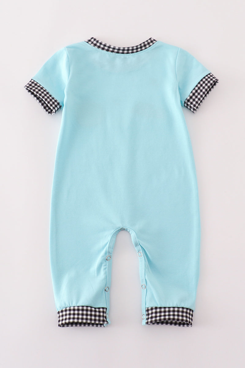 Blue halloween ghost pumpkin boy romper