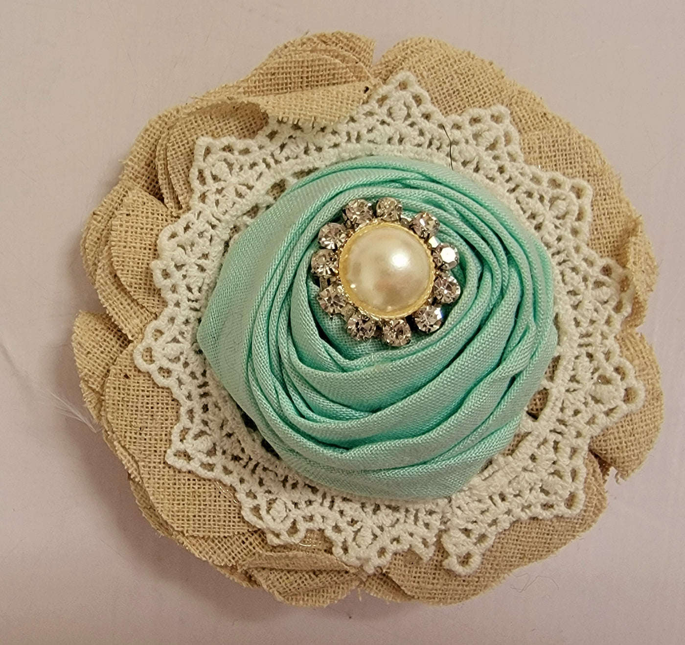 Vintage Teal Rose Bow