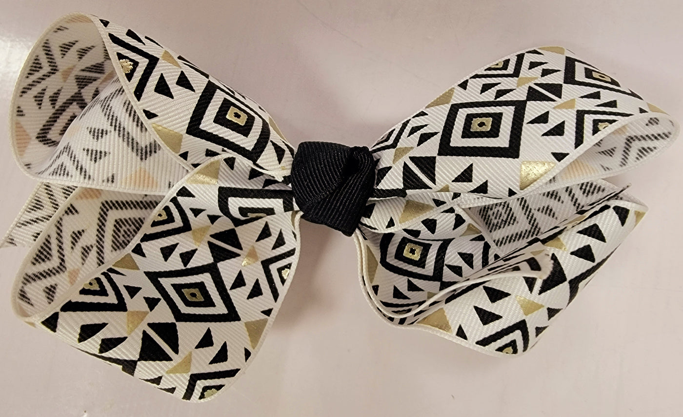 Black White & Gold Pattern Bow