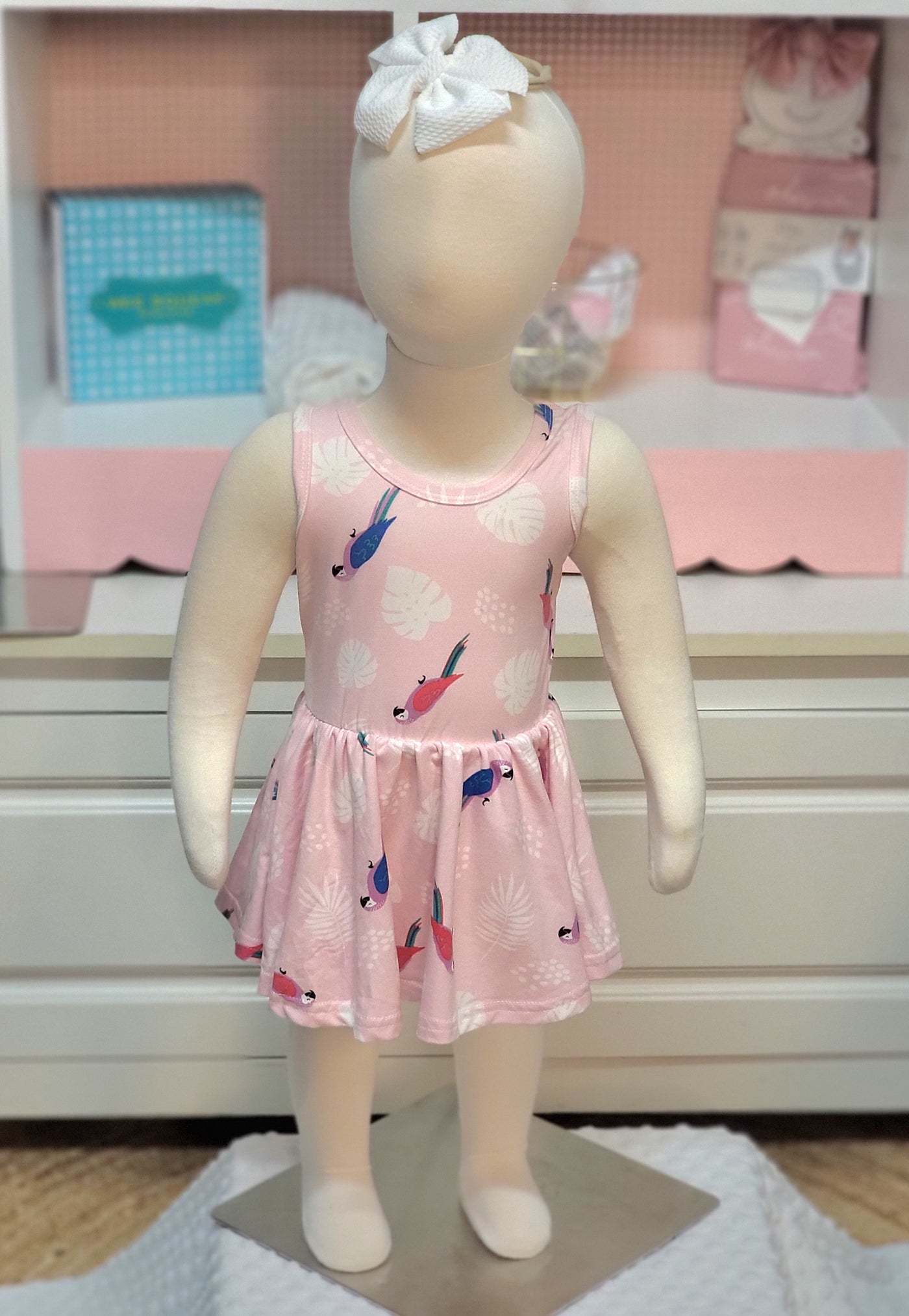 Dot Dot Smile Pink Parrot Dress