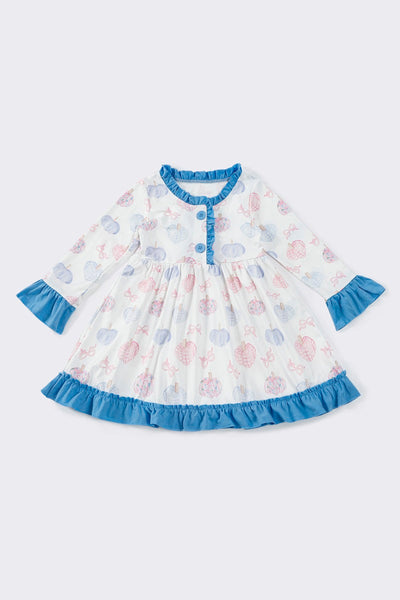 Blue pumpkin print dress