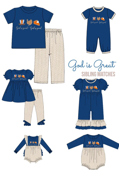 Blue God is Great French Knot Sibling Matches - EXTRAS ETA OCTOBER