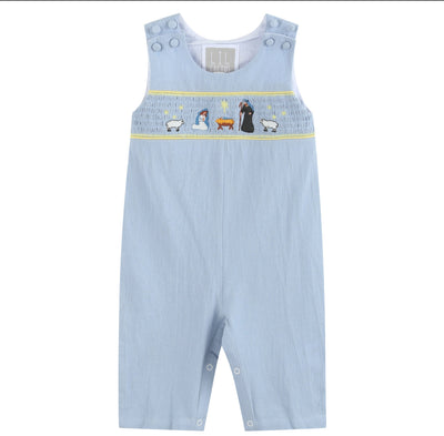 Light Blue Nativity Smocked Sibling Set