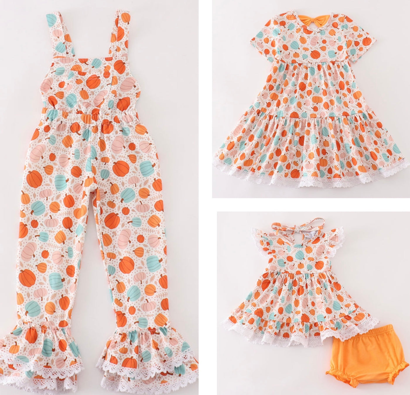 Turquoise and Orange Pumpkin Sister Set