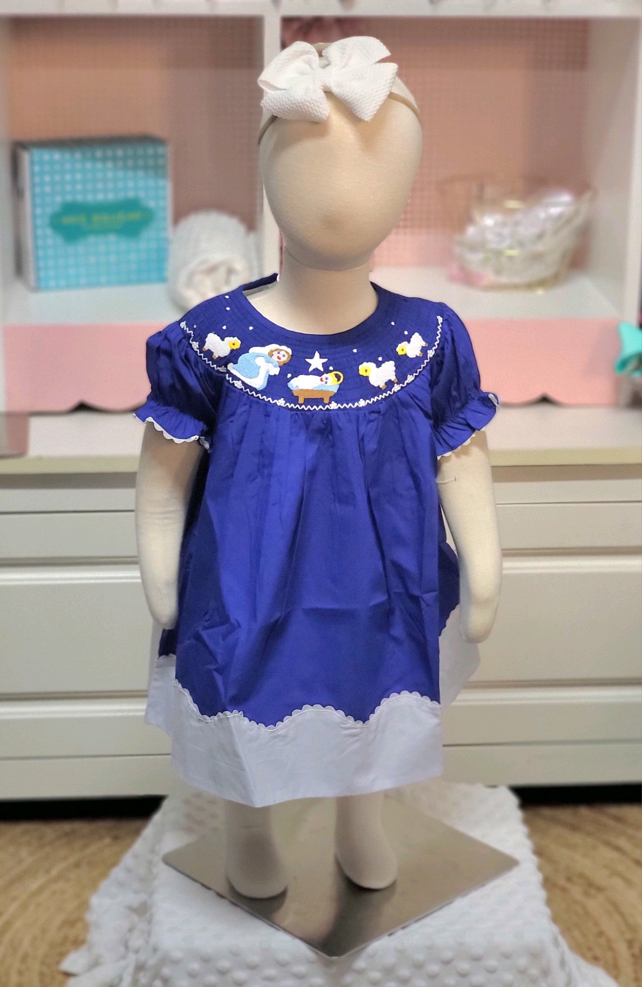 Royal Blue Nativity Smock Dress