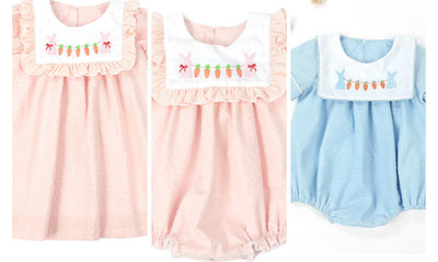 Swiss Dot Bunny Banner Sibling Set