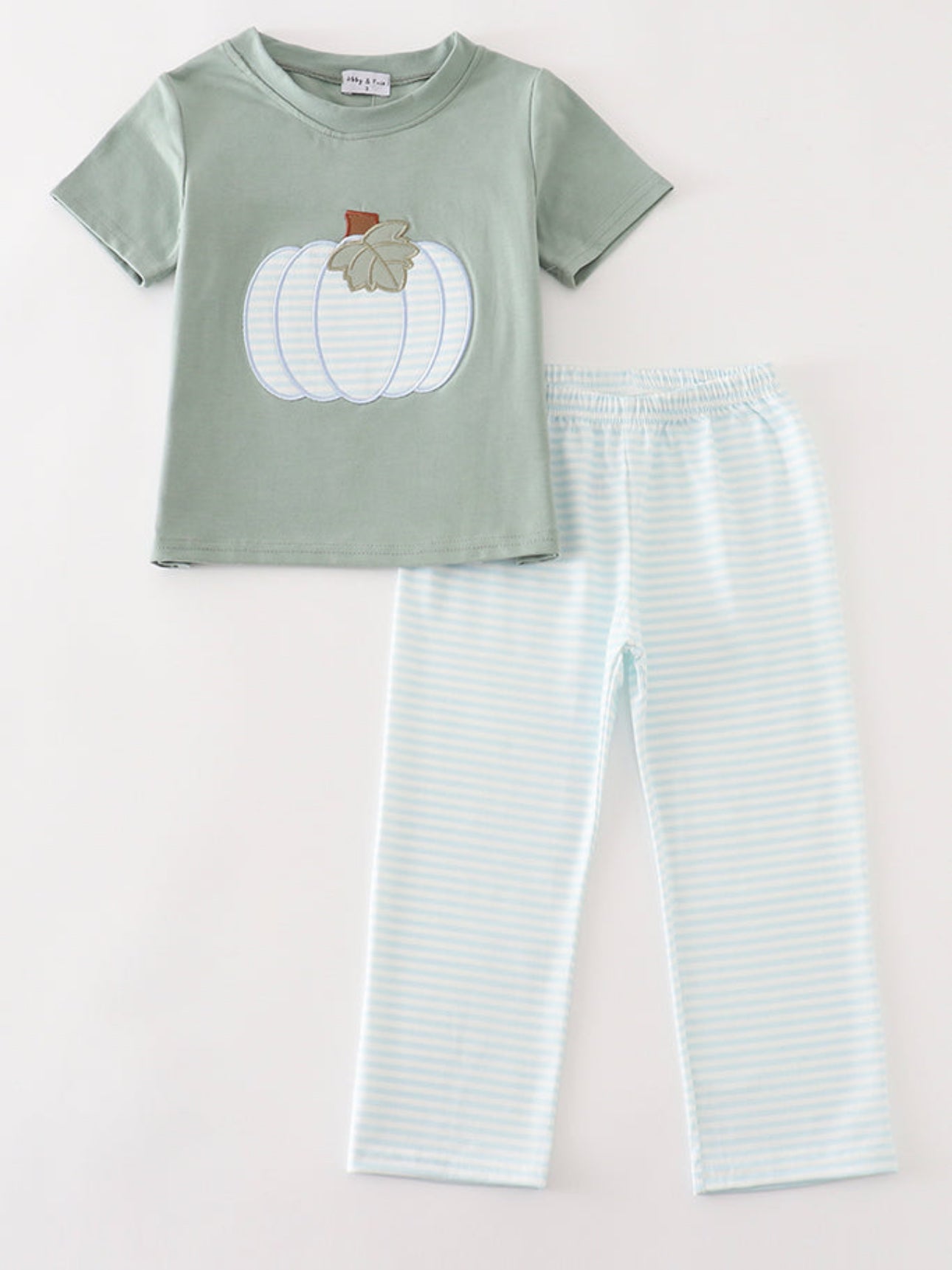 Sage Blue Pumpkin Striped Brother Set