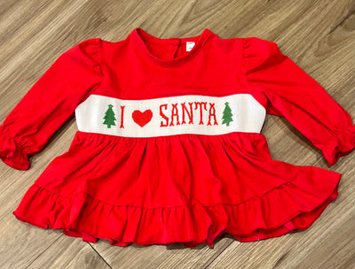 Smocked I Heart Santa Sibling Set