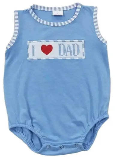 Blue Striped I ❤️ Dad Sibling Set