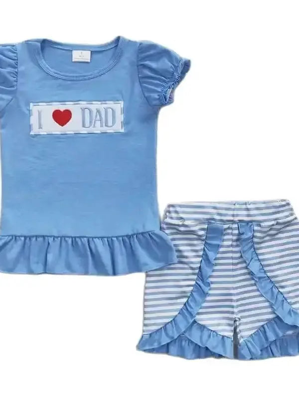 Blue Striped I ❤️ Dad Sibling Set