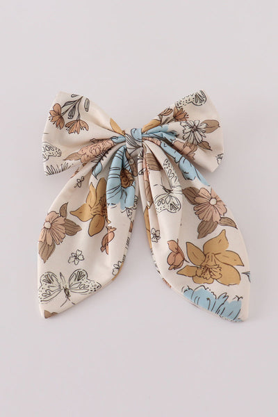 Floral print 1pc hair bow