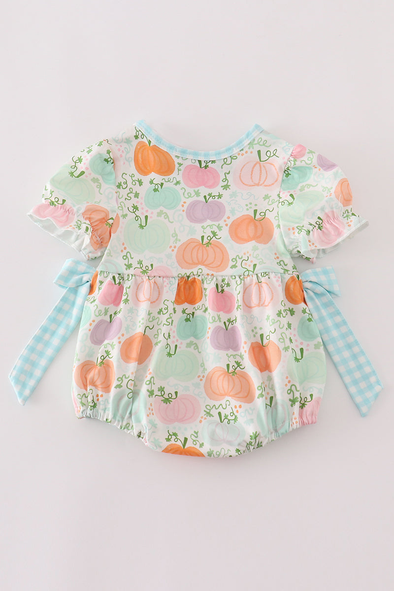 Pumpkin print ruffle girl bubble