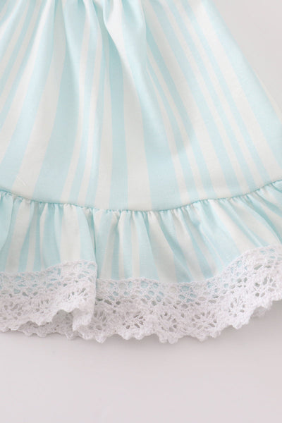 Blue stripe ruffle baby bloomer set