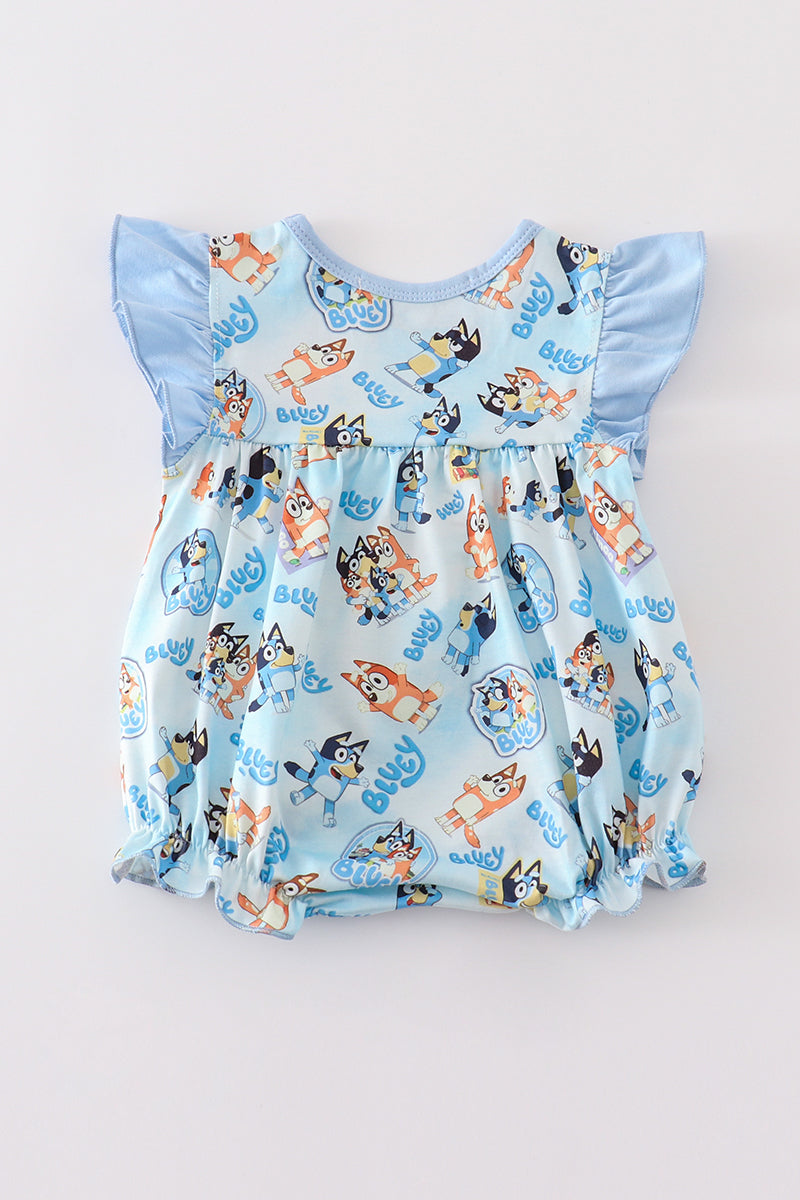 Blue character girl ruffle bubble