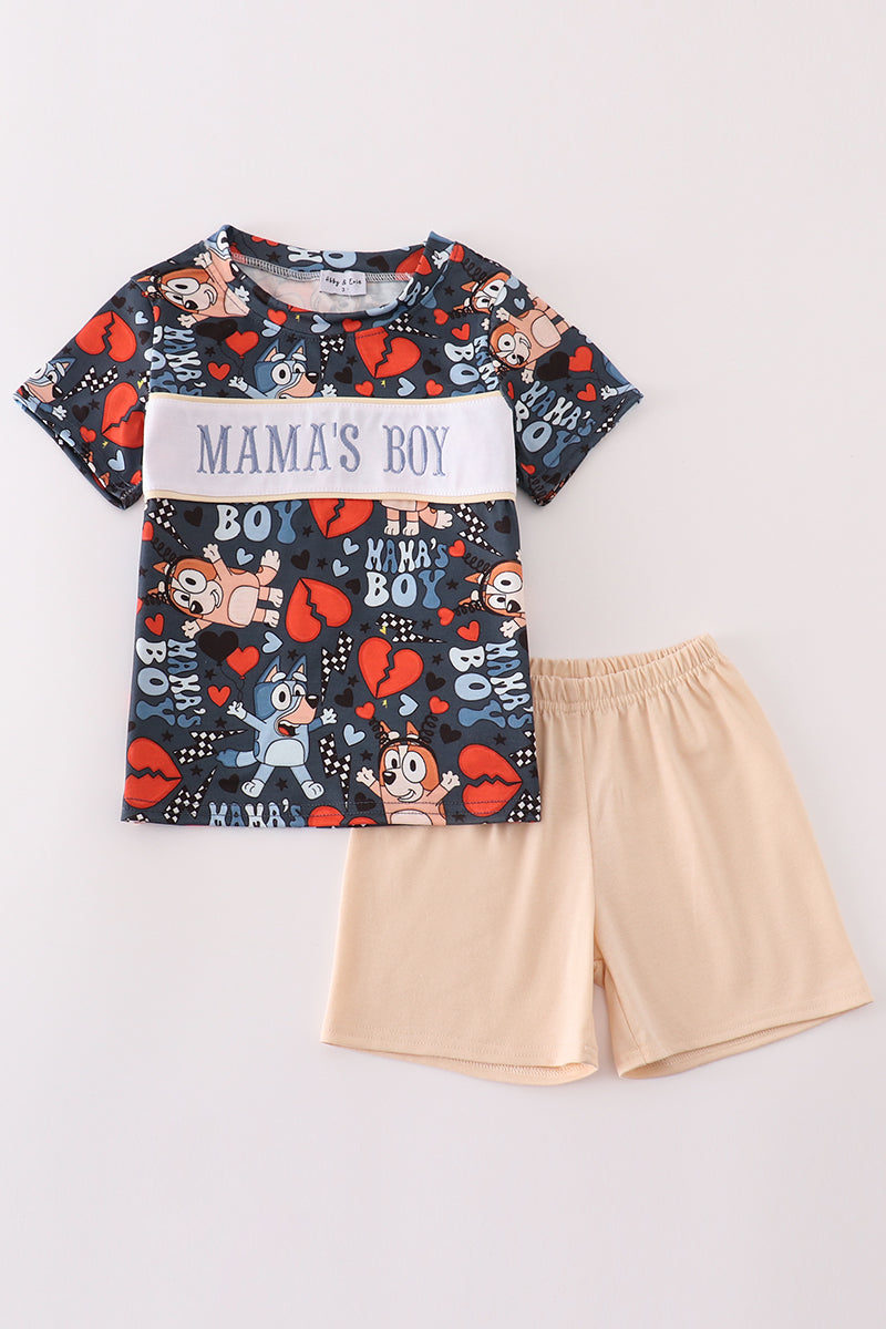 Character MAMA'S BOY embroidery boy set