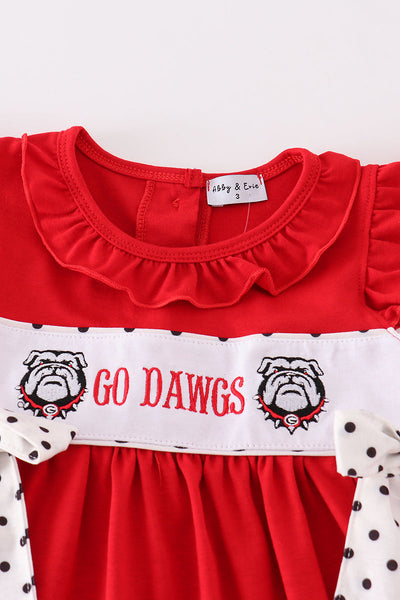 Red go dawgs embroidery dress