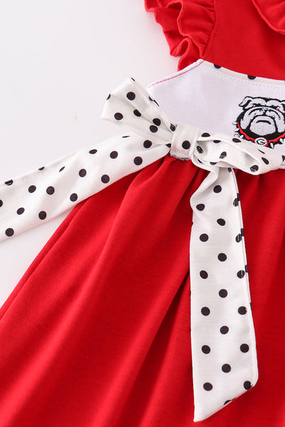 Red go dawgs embroidery dress