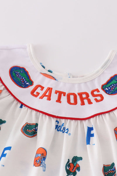 Blue gators embroidery girl set