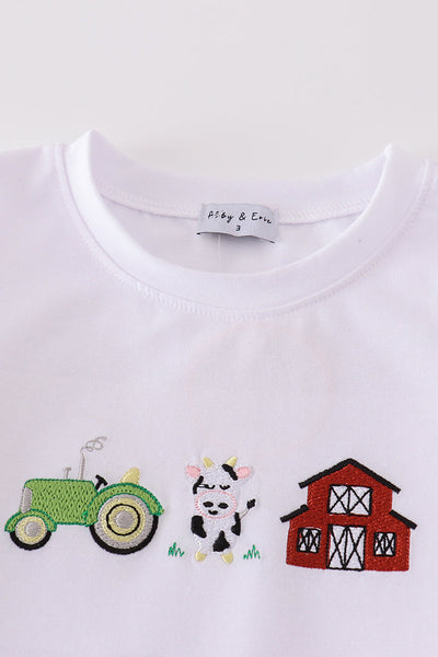 Blue farm embroidery boy set