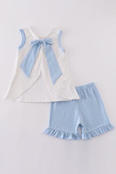 Blue lemon french knot girl set