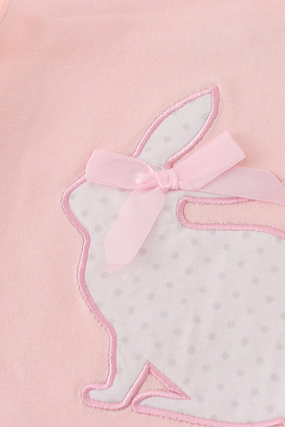 Pink easter bunny applique girl set