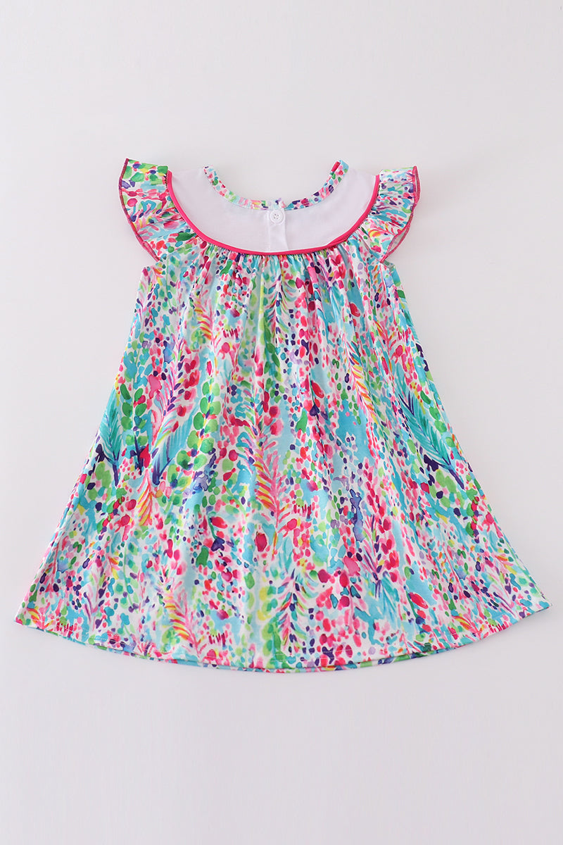 Confetti bloom I love mom embroidery girl dress