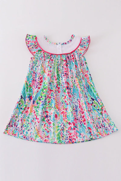 Confetti bloom I love mom embroidery girl dress