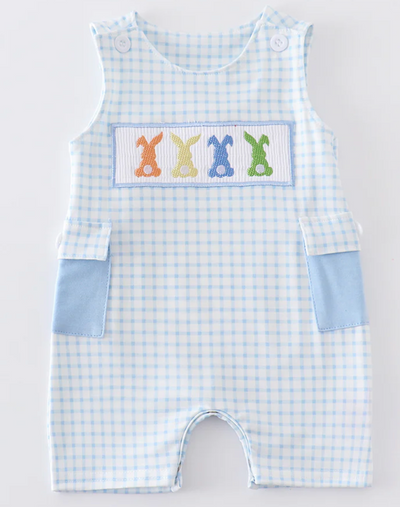 Multicolor Smocked Bunny - Sibling Set