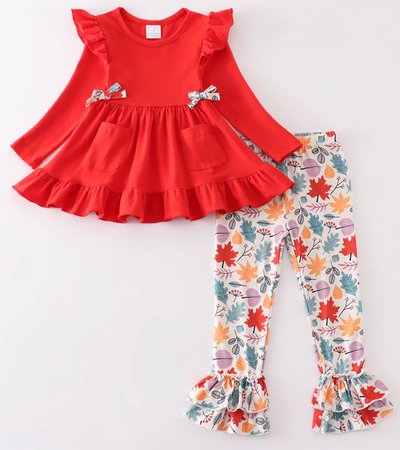 Red Fall Leaf Sister Set