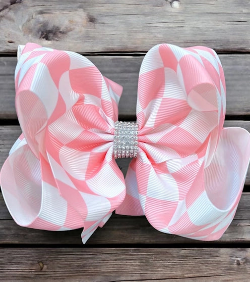 Light Pink Checkered Bow