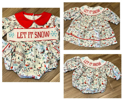 Sleigh Ride Smocked Sibling Set