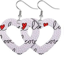 Cursive Love Print Heart Earrings