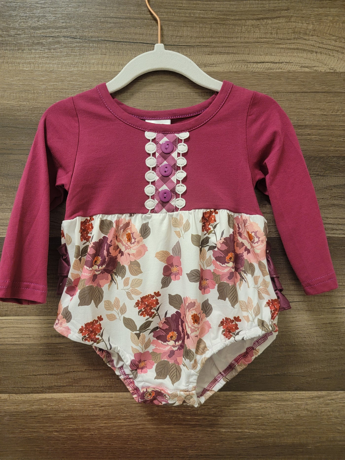 Plum Floral Ruffle Bubble