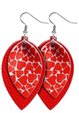 Bent Heart Print Earrings