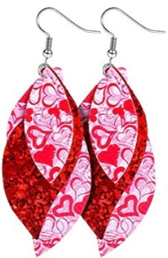 Hearts Layered Teardrop Earrings