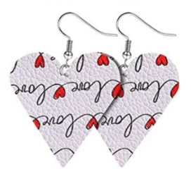 Cursive Love Print Heart Earrings