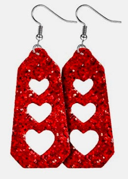 Glitter Heart Trio Dangle Earrings