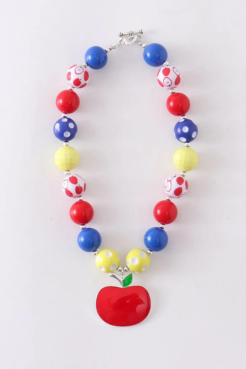 Apple Red Blue Yellow Necklace