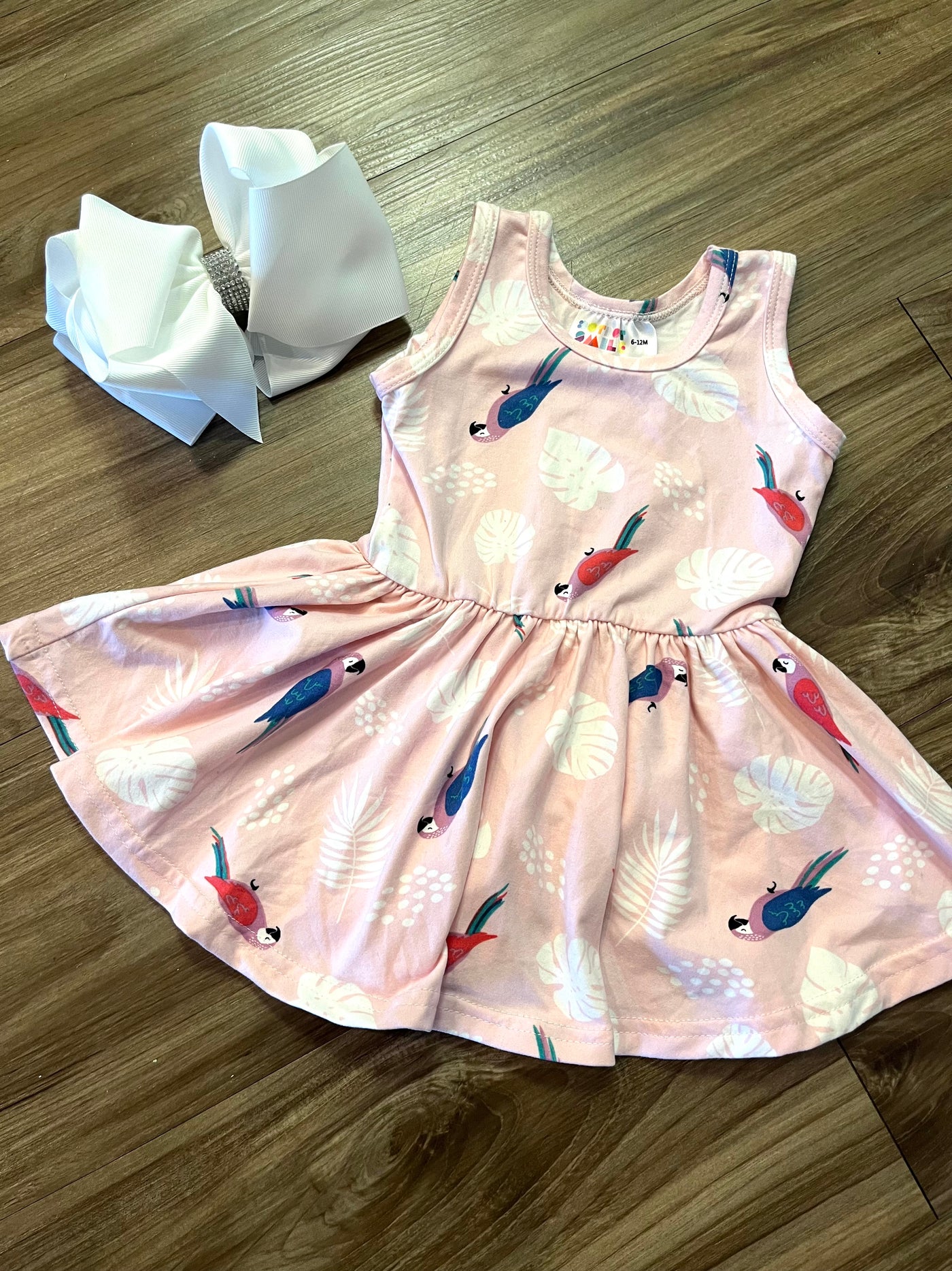 Dot Dot Smile Pink Parrot Dress