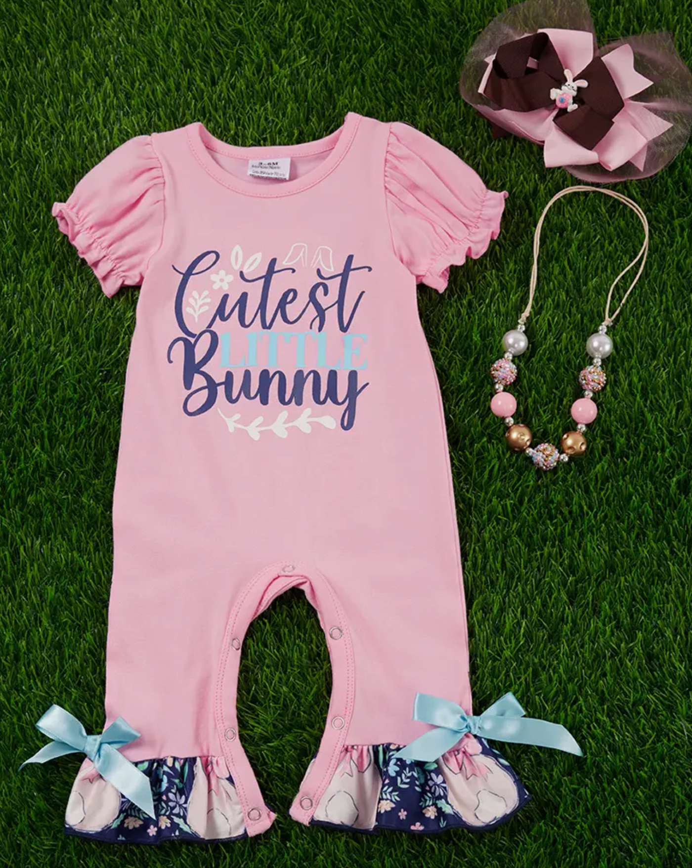 Cutest Little Bunny" Graphic Girl Romper