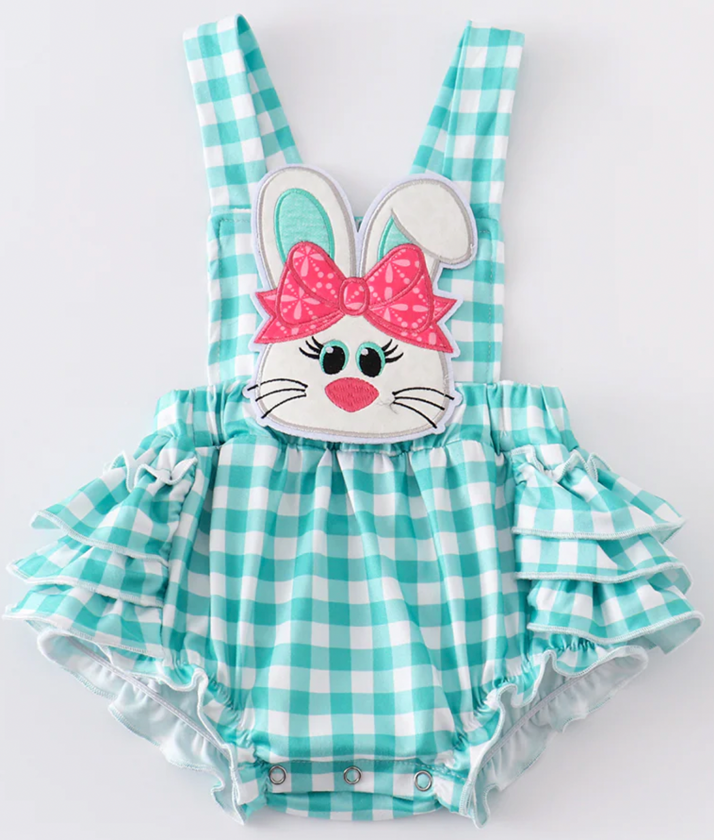 Teal Plaid Rabbit Ruffle Girl Bubble