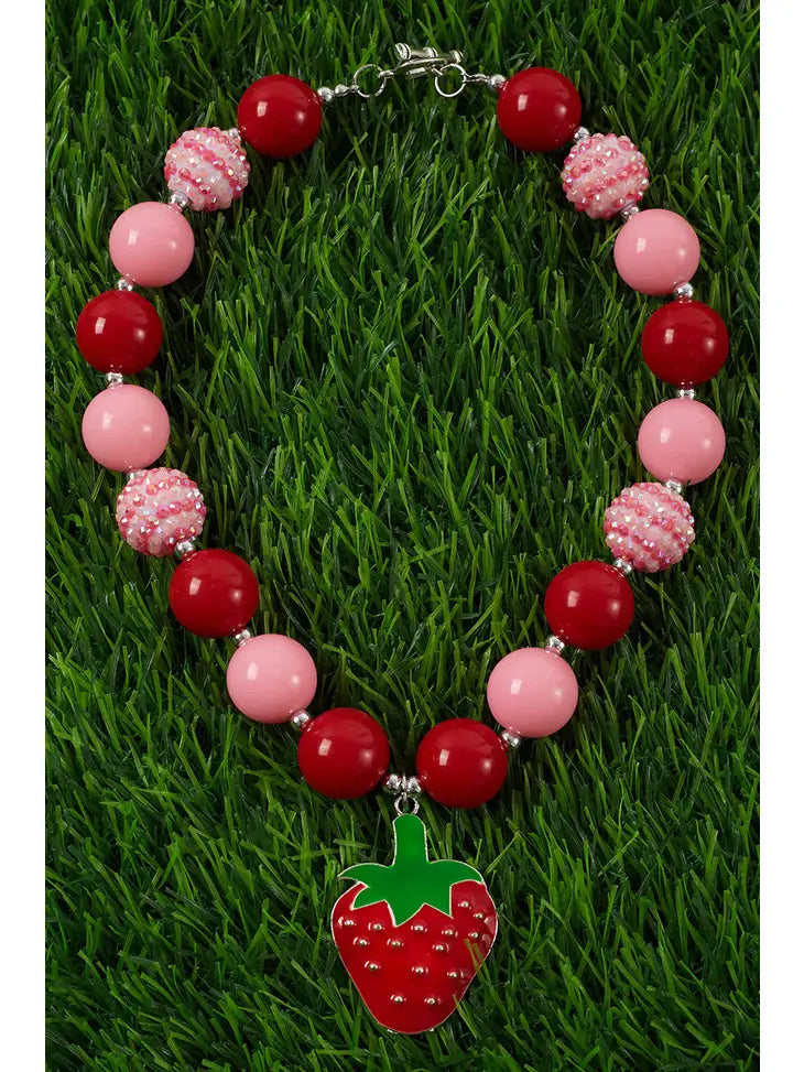 Red & Pink Strawberry Bubblegum Necklace