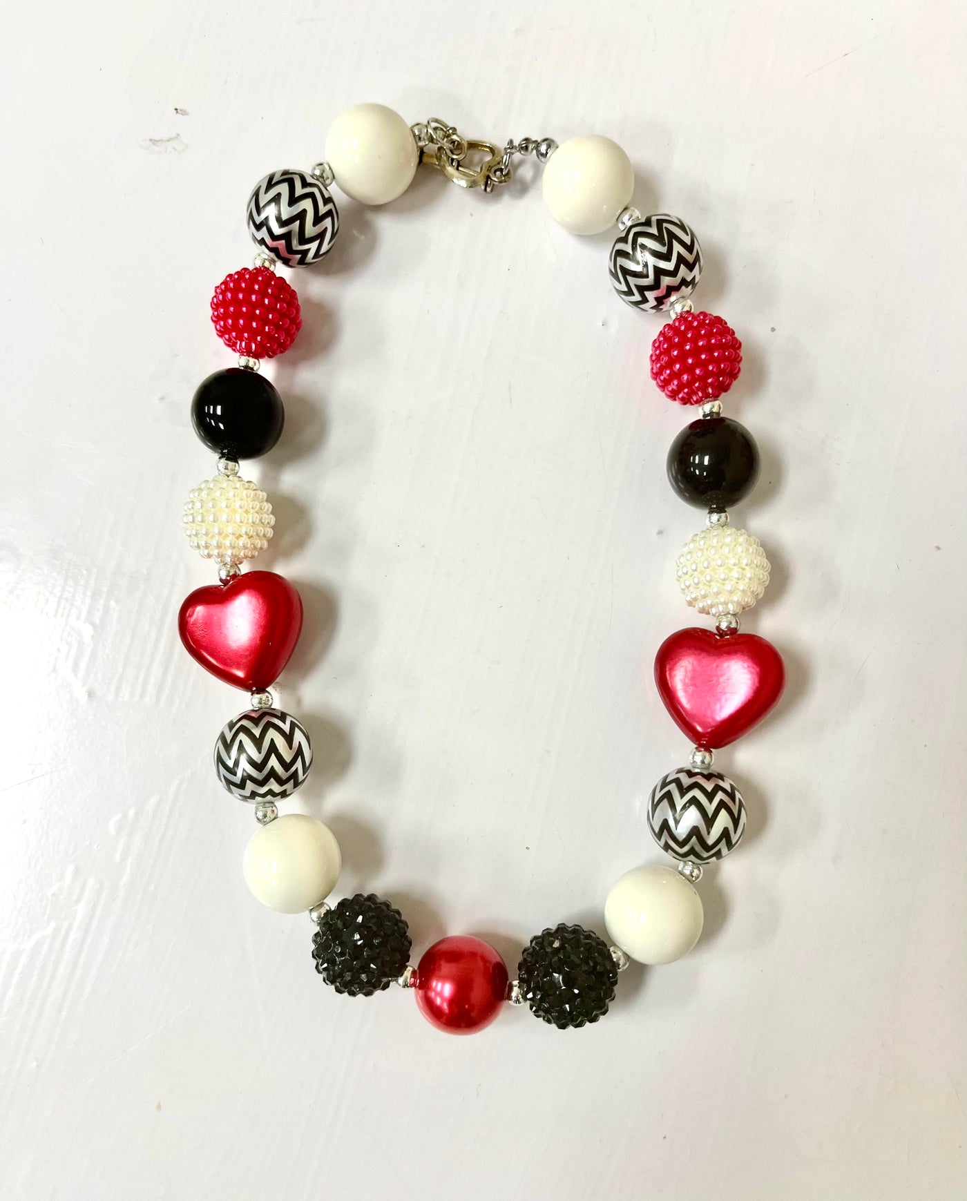 Red White & Black Heart Necklace